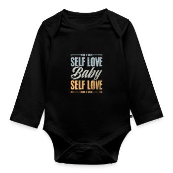 Vintage Self Love Baby Self Love Positive Vibes - Organic Longsleeve Baby Bodysuit - black - Front