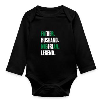 Super père mari légende nigériane pour - Body Bébé bio manches longues - noir - Devant