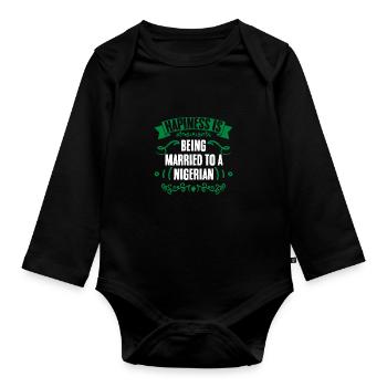 Le bonheur, c’est d’être marié à un drôle de Nigérian - Body Bébé bio manches longues - noir - Devant