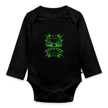 Cool Demon Heart Cyber Sigil Cybersigilism Tribal - Organic Longsleeve Baby Bodysuit - black - Front