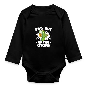 Stay Out Of The Kitchen Funny Pickleball Humor - Organic Longsleeve Baby Bodysuit - black - Front