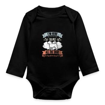 I'm Here To Pet All The Cats Retro Cat Sitting A - Baby Bio-Langarm-Body - Schwarz - Vorne