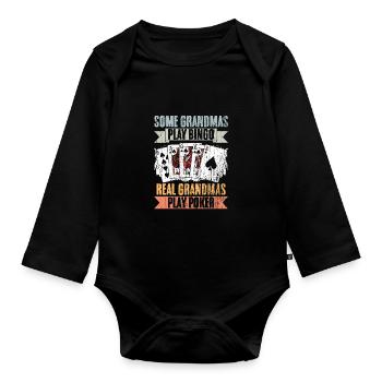 Some Grandmas Play Bingo Real Grandmas Play Retro - Baby Bio-Langarm-Body - Schwarz - Vorne