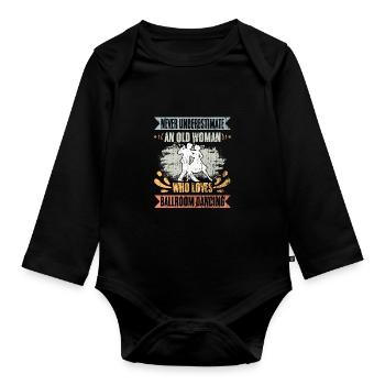 Ne sous-estimez jamais une vieille femme Retro Ballroom - Body Bébé bio manches longues - noir - Devant