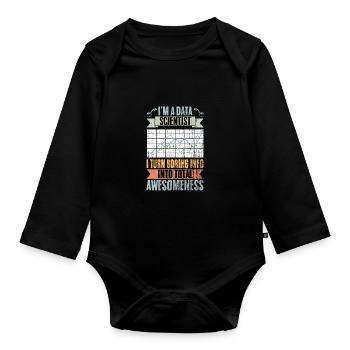 Retro Data Scientist Turn Boring Info Into Total - Baby Bio-Langarm-Body - Schwarz - Vorne