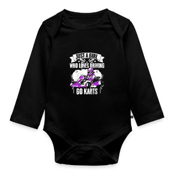 Juste une fille qui aime les courses de karting géniales - Body Bébé bio manches longues - noir - Devant