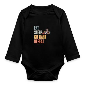 Eat Sleep Vintage Go Karting Hobby For A Go-Kart - Organic Longsleeve Baby Bodysuit - black - Front