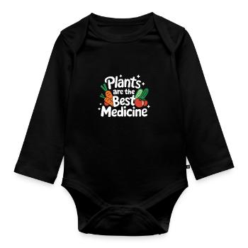 Végétarien Végétalien Végétarien Végétarien - Body Bébé bio manches longues - noir - Devant