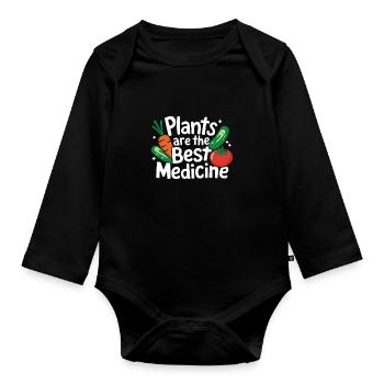 Vegetarian Vegan Veggie Vegetarian - Organic Longsleeve Baby Bodysuit - black - Front