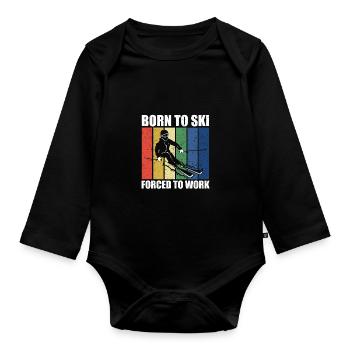Né pour skier - Body Bébé bio manches longues - noir - Devant