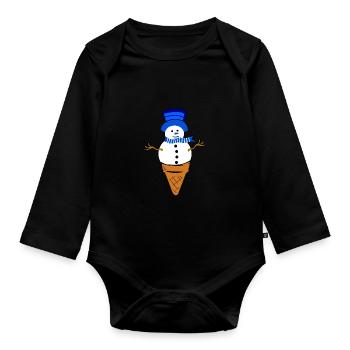 Schneemann - Baby Bio-Langarm-Body - Schwarz - Vorne