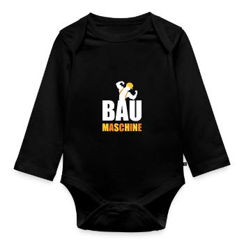 Bau Maschine Bauarbeiter Bagger Geschenk - Baby Bio-Langarm-Body - Schwarz - Vorne