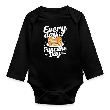 Pancakes Breakfast Food Pancake - Organic Longsleeve Baby Bodysuit - black - Front