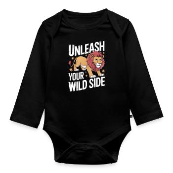 Lion Lion Animal Africa - Organic Longsleeve Baby Bodysuit - black - Front