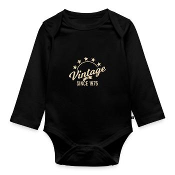 Vintage 1975 Geburtstag Geburtsjahr Retro seashell - Baby Bio-Langarm-Body - Schwarz - Vorne