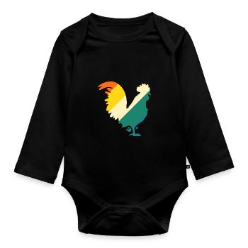 Chicken Rooster - Organic Longsleeve Baby Bodysuit - black - Front