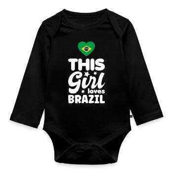 Brasilien Flagge Brasilianische Fahne Südamerika - Baby Bio-Langarm-Body - Schwarz - Vorne