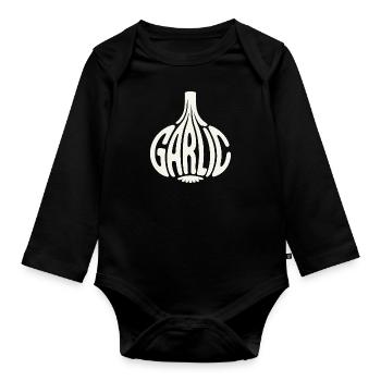 Ail - Logo de légume cool - Body Bébé bio manches longues - noir - Devant