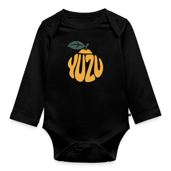 Yuzu - Cool Fruit Logo - Organic Longsleeve Baby Bodysuit - black - Front
