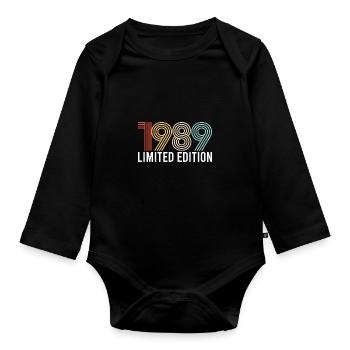 Vintage 1989 Anniversaire Année de naissance Retro seashell - Body Bébé bio manches longues - noir - Devant