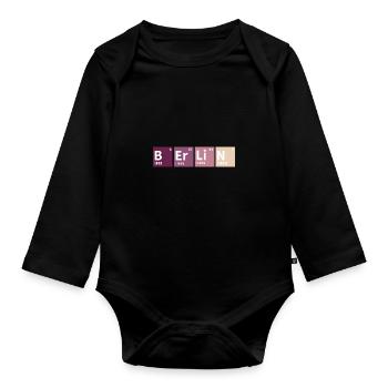 Berlin periodic table colored - Organic Longsleeve Baby Bodysuit - black - Front