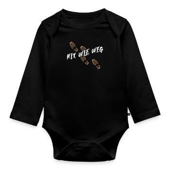 Nix wie raus - Zelten Wandern Trekking Bergsteigen - Baby Bio-Langarm-Body - Schwarz - Vorne