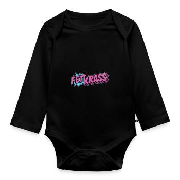 Bold Crass Retro Lettering - Organic Longsleeve Baby Bodysuit - black - Front