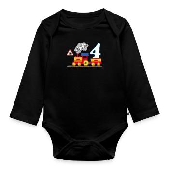 Quatrième anniversaire, enfin 4 ans - Body Bébé bio manches longues - noir - Devant
