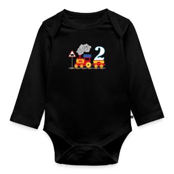 Deuxième anniversaire, enfin 2 ans - Body Bébé bio manches longues - noir - Devant