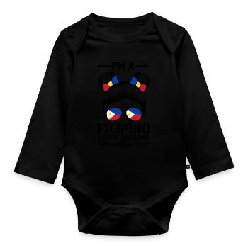 Philippinisch Filipino Philippinisches Geschenk - Baby Bio-Langarm-Body - Schwarz - Vorne
