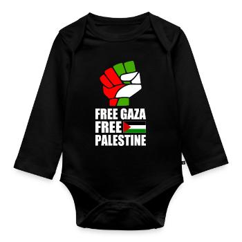 Free gaza Free palestine - Body Bébé bio manches longues - noir - Devant