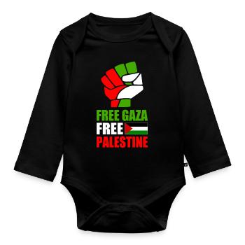 Free gaza Free palestine - Body Bébé bio manches longues - noir - Devant