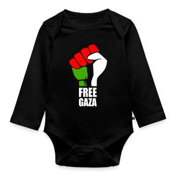 Free gaza - Body Bébé bio manches longues - noir - Devant