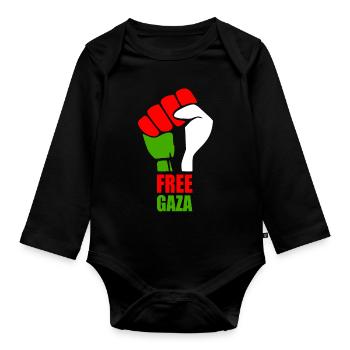 Save gaza - Body Bébé bio manches longues - noir - Devant
