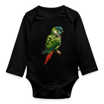 Green Cheek Conure Cute Conure Parrot - Organic Longsleeve Baby Bodysuit - black - Front