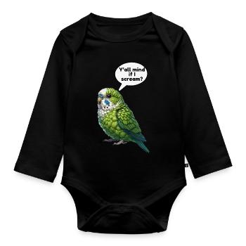 Parrotlet Bird Green Parrotlet - Organic Longsleeve Baby Bodysuit - black - Front