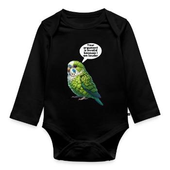 Parrotlet Bird Green Parrotlet - Organic Longsleeve Baby Bodysuit - black - Front