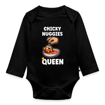 Funny Chicken Nuggets Woman Girl Gift - Organic Longsleeve Baby Bodysuit - black - Front