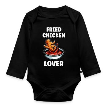 Poulet frit Ailes de poulet Poulet Cadeau - Body Bébé bio manches longues - noir - Devant