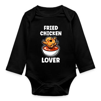 Poulet frit Ailes de poulet Poulet Cadeau - Body Bébé bio manches longues - noir - Devant