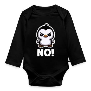 Drôle de pingouin mignon pingouin pingouin cadeau - Body Bébé bio manches longues - noir - Devant