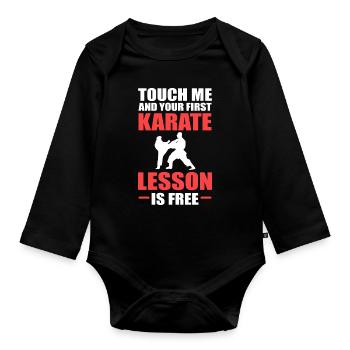 Karate Self-Defense - Organic Longsleeve Baby Bodysuit - black - Front