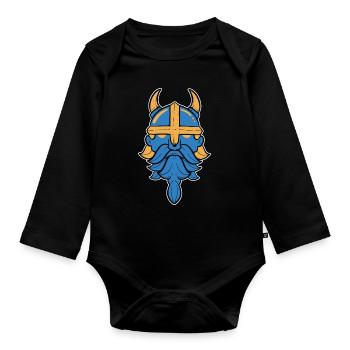Schweden Schwedisch Wikinger Wiking - Baby Bio-Langarm-Body - Schwarz - Vorne