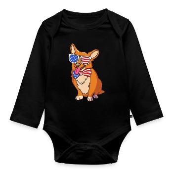 4 juillet Couleurs nationales Fête nationale des États-Unis - Body Bébé bio manches longues - noir - Devant