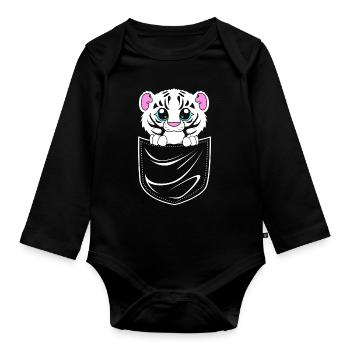 White Tiger - Organic Longsleeve Baby Bodysuit - black - Front