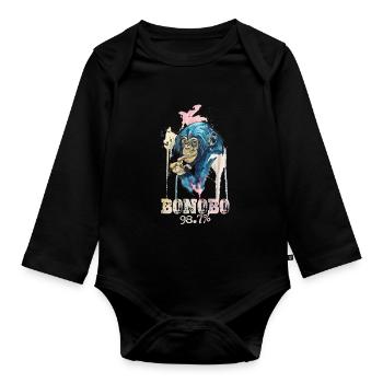 Lustiges Affe Schimpanse DNA - Baby Bio-Langarm-Body - Schwarz - Vorne