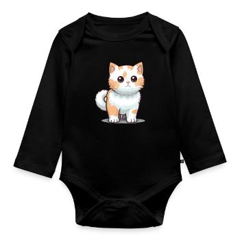 cute kitten - Organic Longsleeve Baby Bodysuit - black - Front