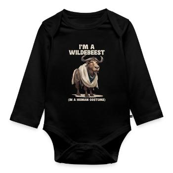 I'm a wildebeest funny Halloween costume wildebeest - Organic Longsleeve Baby Bodysuit - black - Front