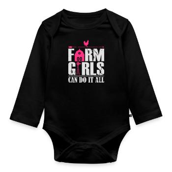 Les filles de la ferme peuvent tout faire - Body Bébé bio manches longues - noir - Devant