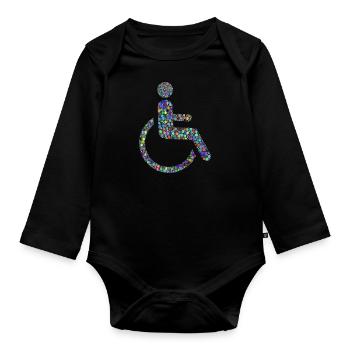 Rollstuhl - Baby Bio-Langarm-Body - Schwarz - Vorne